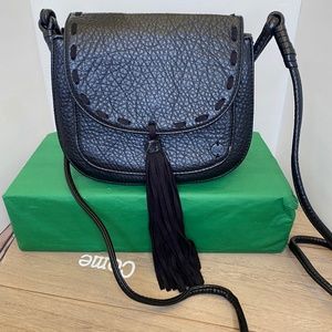 BILLABONG Womens Black Saddle Shoulder Handbag With Tassel